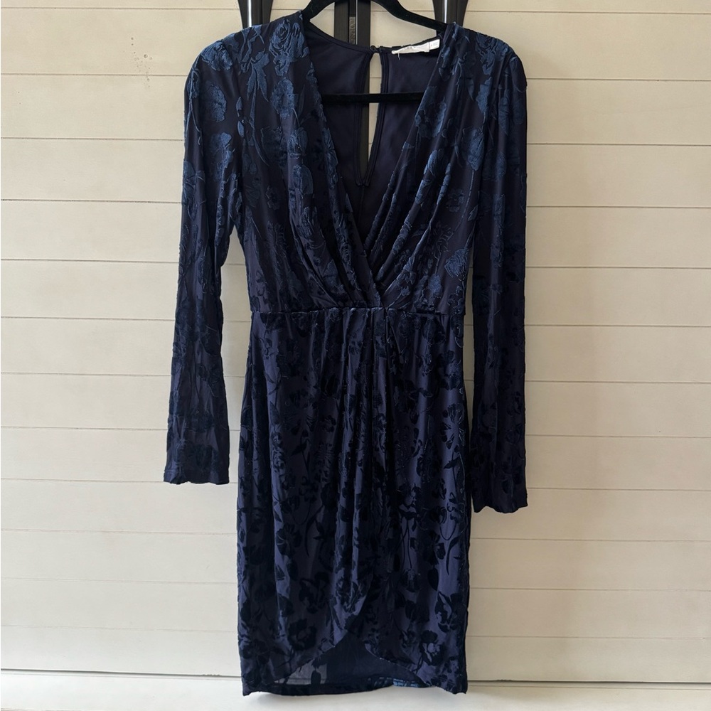 Lush Midnight Blue Floral Long Sleeve Dress